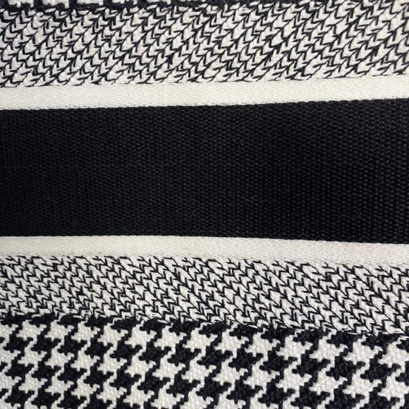 Authv CHRISTIAN DIOR Book Tote Hand Bag Houndstooth Canvas Leather Black - Picture 13 of 16